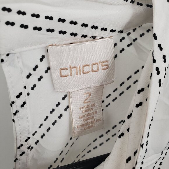 Chico's Sleeveless Ruffle Tunic Top Women Size 2 US L Summer Casual Stripe - Picture 2 of 10